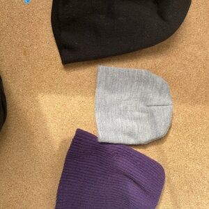 Black, Gray, and Purple Beanie Set